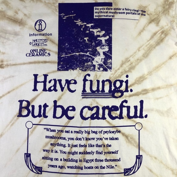 Online Ceramics Mushroom House Have Fungi But Be Careful Tie Dye L/S T Shirt 2XL - Picture 6 of 16